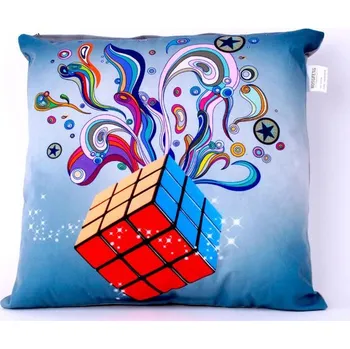 Povlak na dekorativní polštářek Povlak na polštář mikroplyš krátké chloupky 40x40cm - Rubikova kostka
