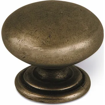 Rustikální nábytková úchytka EMA, kovová, staromosaz, průměr 33 mm 1533-33 ZN10