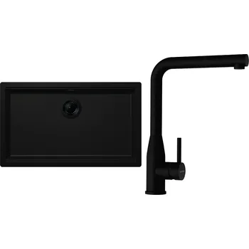 Granitový dřez Set Schock S29-16 (dřez Kiruna N-100XL Night + baterie Keto.120 Puro + komponenty Puro)