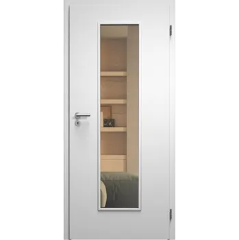 Interiérové dveře SAPELI ELEGANT KOMFORT M55 - CPL LAMINÁT - OTOČNÉ DVEŘE VČ. ZÁRUBNĚ - Bílá pór Průchozí šířka (cm): 60, Průchozí výška (cm): 197, Typ skla: Planibel bronz