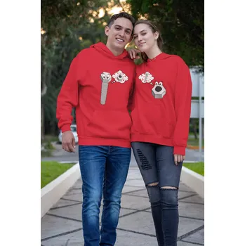 Pánská mikina Mikiny pro páry Matice a šroub Barva: Červená, Dámska velikost: 2XL, Pánska velikost: 4XL