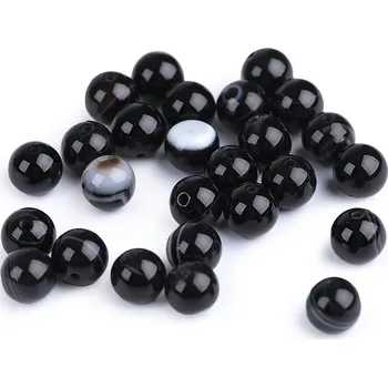 Korálek Achát černý, minerální korálky Ø8 mm