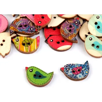 Knoflík Dřevěný dekorační knoflík ptáček