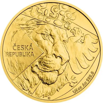 Česká mincovna 2024 - Zlatá čtvrtuncová mince 10 NZD Český lev - 1/4 Oz - orientační cena 7.78 g