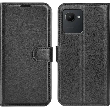 Pouzdro na mobilní telefon Litchi knížkové pouzdro na Realme C30 - černé
