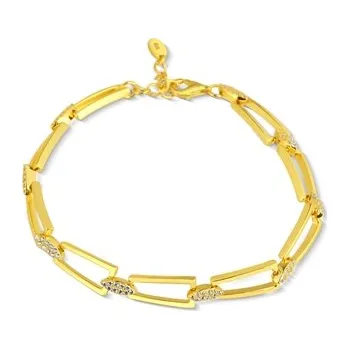 Náramek Dámský pozlacený stříbrný náramek se zirkony 17-20 cm SVLB0388XJ5GO18 + dárek zdarma