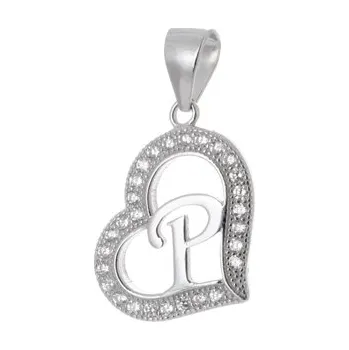 Přívěsek Stříbrný přívěšek srdíčko s písmenem P