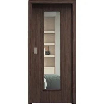 Interiérové dveře SAPELI ELEGANT KOMFORT M55 - CPL LAMINÁT - POSUVNÉ DVEŘE VČ. ZÁRUBNĚ - Ořech Průchozí šířka (cm): 80, Průchozí výška (cm): 197, Typ skla: Čiré sklo
