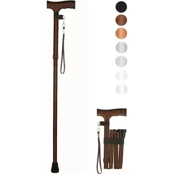 Hůl duralová 413 A skládací, černá, střední—Nastavitelná výška, poutko