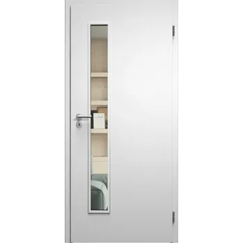 Interiérové dveře SAPELI ELEGANT KOMFORT M60 - CPL LAMINÁT - OTOČNÉ DVEŘE VČ. ZÁRUBNĚ - Bílá pór Průchozí šířka (cm): 70, Průchozí výška (cm): 197, Typ skla: Čiré sklo