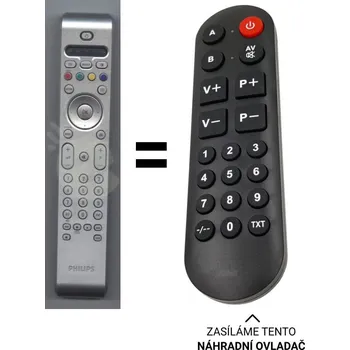 Philips RC4350, RC4725, RC4344, 313923813271 náhradní dálkový ovladač pro seniory.