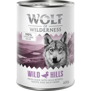 Krmivo pro psa 12x400g Wolf of Wilderness Adult - Wild Hills - kachní