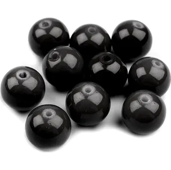 Korálek Skleněné voskované korálky Ø8 mm 50g Barva: černá