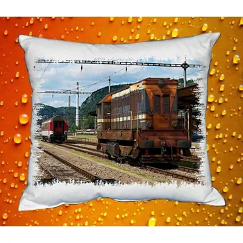 Dekorativní polštářek Polštářek s lokomotivou 721 004-0 (polštář v vlakem / parní lokomotiva / železnice)