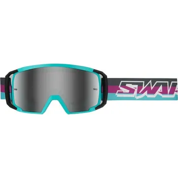 Motocyklové brýle SWAPS Swaps SCRUB V2 motokrosové brýle tyrkysové/černé/tmavě-stříbrné