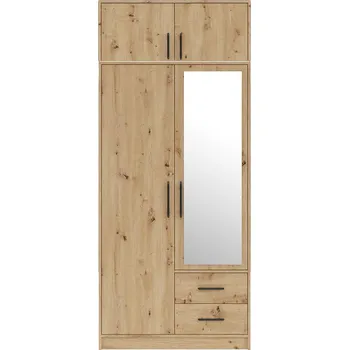 Šatní skříň SMART r | šatní skříň SRL3 + nástavec SRN3 + zrcadlo | 100 cm | artisan