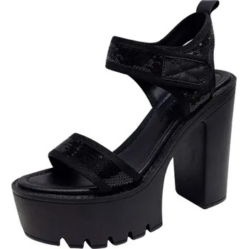 Chlapecké sandály Vysoké sandály na suchý zip s přelivy Barva: Černá, Velikost: 35