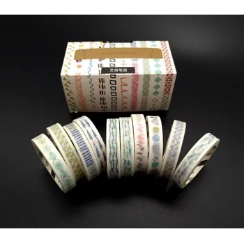 Lepicí páska Moking Travel Washi páska - sada 10 pásek 0,8 cm x 3 m Inspirační tahy