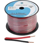Kabel reproduktorový 2 x 2,5mm CCA černý - červený (100m)