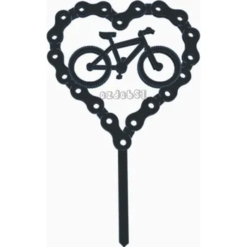 Srdce z řetězu - dortový zápich - Světle zlatá