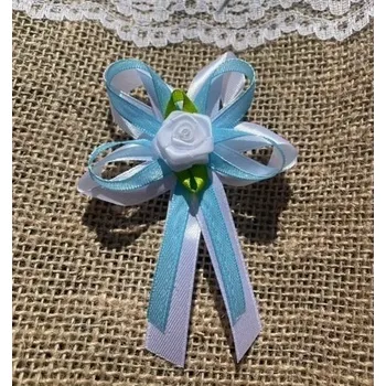 Svatební dekorace Svatba-eshop Vývazek pro svědky a rodiče bílo světle modrý - velké svatební vývazky, voničky pro rodinu a svědky