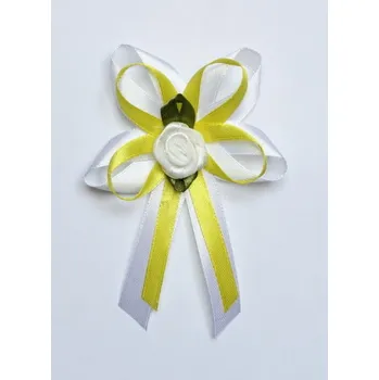 Svatební dekorace Svatba-eshop Vývazek pro svědky a rodiče bílo žlutý - velké svatební vývazky, voničky pro rodinu a svědky