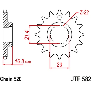 Řetězová sada pro motocykl Řetězové kolečko JT JTF 582-15 15 zubů, 520