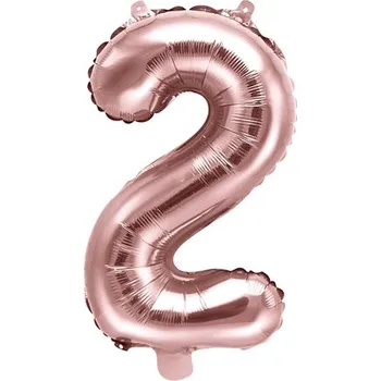 PartyDeco Fóliová číslice 2 růžovozlatá - nafukovací balónky