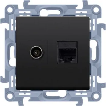 Elektrická zásuvka Zásuvka SAT "F" + RJ45 Simon 10 modul černá matná