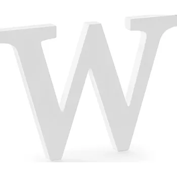 Svatební dekorace PartyDeco W - velké dřevěné písmeno bílé 26,5 x 19 cm - svatební písmena