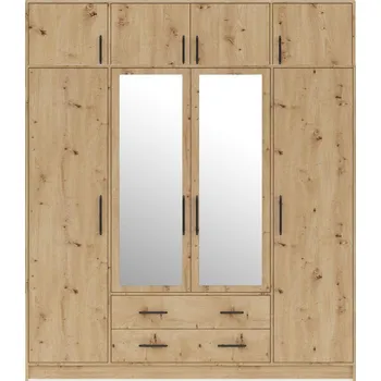 Šatní skříň SMART r | šatní skříň SRL1 + nástavec SRN1 + zrcadlo | 200 cm | artisan