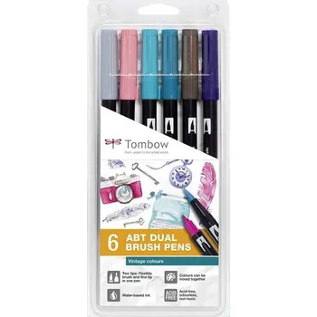 Umělecký a grafický fix Tombow ABT Dual Brush Pen sada Vintage Colours