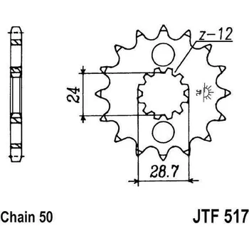 Řetězová sada pro motocykl Řetězové kolečko JT JTF 517-18 18 zubů, 530