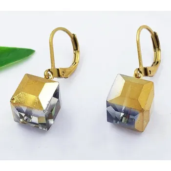 Náušnice Náušnice z chirurgické oceli s kamínkem v duhových barvách 21039