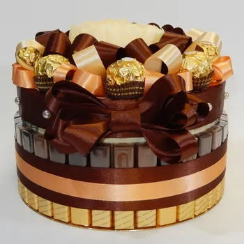 umělá květina Ateliér Confetti Luxusní dort z bonbonů s překvapením Amy Hnědá