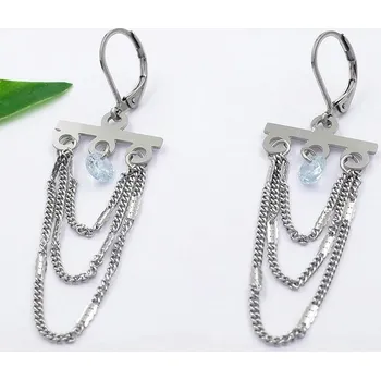 Náušnice Náušnice visací ze stříbrné chirurgické oceli s crystal kamínky 21046