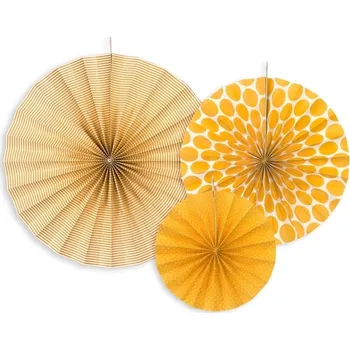 Svatební dekorace PartyDeco Dekorační rozety okrově žluté 3 ks - svatební výzdoba