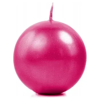 Svatební dekorace PartyDeco Svíčka koule sytě růžová perleťová 60 mm - svíčky na slavnostní svatební stůl