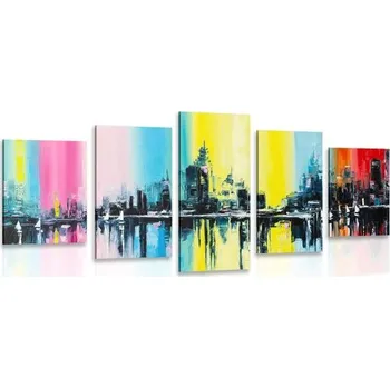 Obraz Dovido 5-dílný obraz olejomalba města