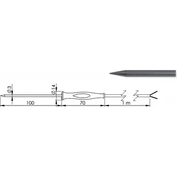 GREISINGER GF 1T-E3-AA-LE Ruční zapichovací snímač teploty Pt1000 (2-vodič) se silikonovou rukojetí, bez konektoru