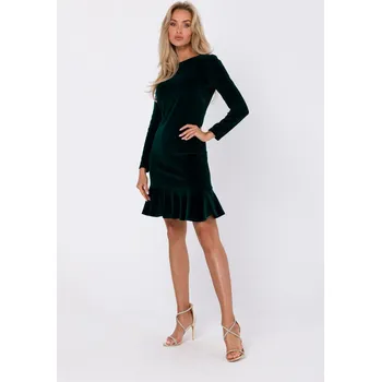 Dámské šaty Sametové minišaty MOE M765 zelené EU velikost: M