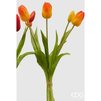 umělá květina Umělá květina svazek tulipánů 5ks červený/oranžový 1ks, 40 cm - Oranžová