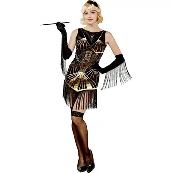 Karnevalový kostým Godan Dámský retro kostým 20. léta zlatý/černý
