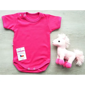 AMÁLKA Bavlněné body krátký rukáv, malinové Velikost: 56