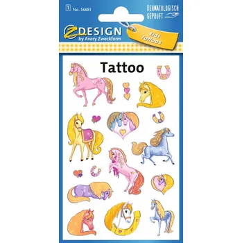 Samolepící etiketa Avery Zweckform 56681 Dětské tetování, 17 ks, motiv koně