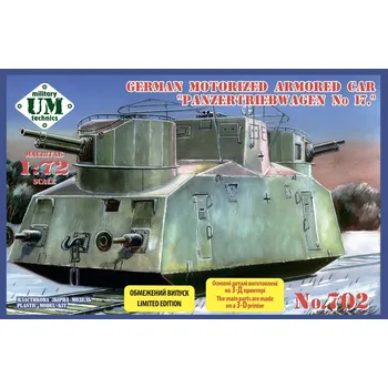 Plastikový model 1/72 German Motorized Arm.Car Panzertriebwagen 17