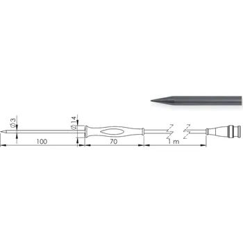 GREISINGER GF 1T-E3-B-BNC Ruční zapichovací snímač teploty Pt1000 (2-vodič) se silikonovou rukojetí, konektor BNC