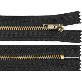 Zip Kovový zip No 4 délka 20 cm kalhotový - černá