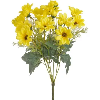 umělá květina Umělá kytice chryzantém 42cm - žlutá