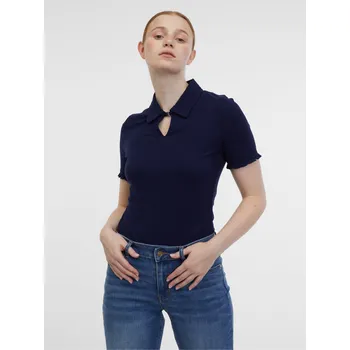Dámské tričko Orsay Modro-krémové dámské pruhované polo tričko - Dámské Orsay černá 2646600